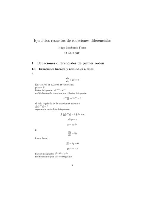 Ejercicios Resueltos Ecuaciones Diferenciales Pdf