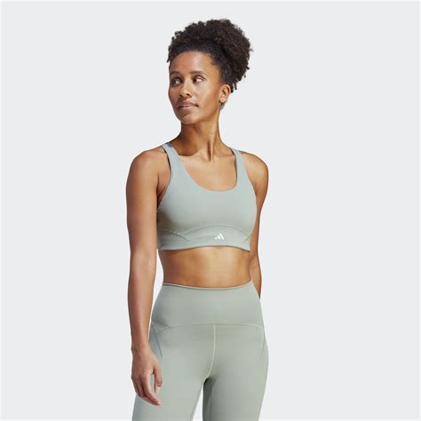 Adidas CoreFlow Luxe Studio Medium Support Bra Green Adidas UAE