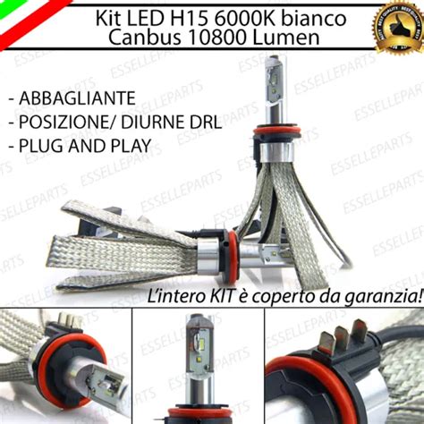 KIT FULL LED H15 10800 Lumen Canbus 6000K Bianco Plug And Play Nessuna