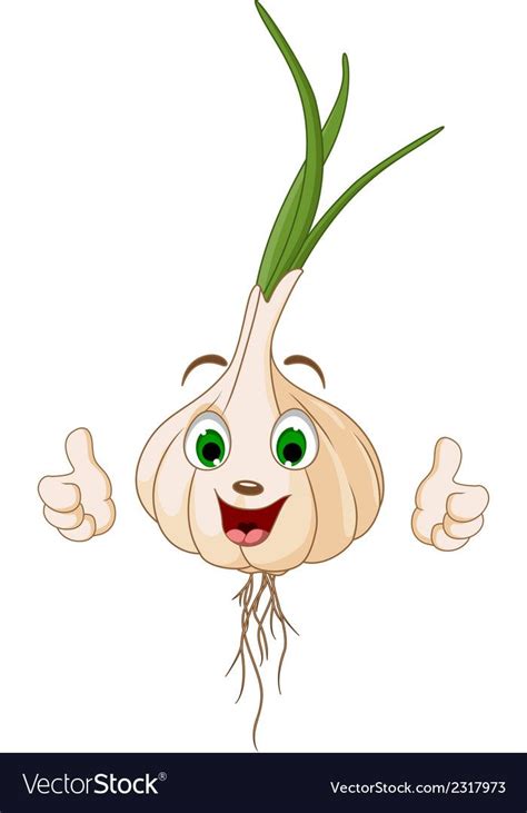 Cartoon Cute Garlic Thumbs Up Vector Image On Vectorstock Dessin