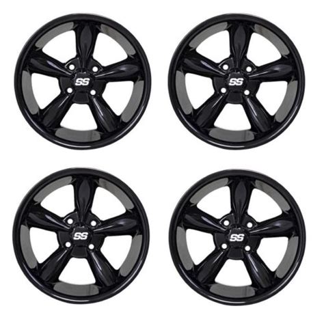 Golf Cart Gtw 12x7 Black Godfather Wheels Set Of 4 34 Offset 44