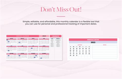 Monthly Calendar Template in Excel, Google Sheets - Download | Template.net