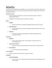 NSAIDs Summary Docx NSAIDs Non Steroidal Anti Inflammatory Drugs