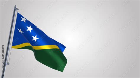 Salomon Islands 3D Waving Flag Illustration On A Realistic Metal