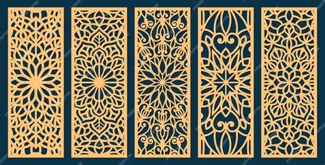 Premium Vector | Set of laser cut templates with geometric pattern for ...