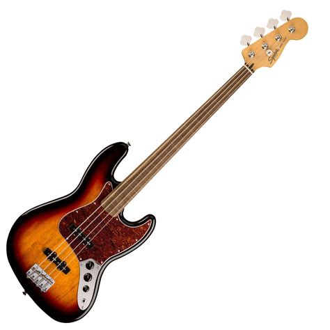 Squier Classic Vibe 60s Jazz Fretless Bass Lrl 3 Tone Sunburst Gear4music