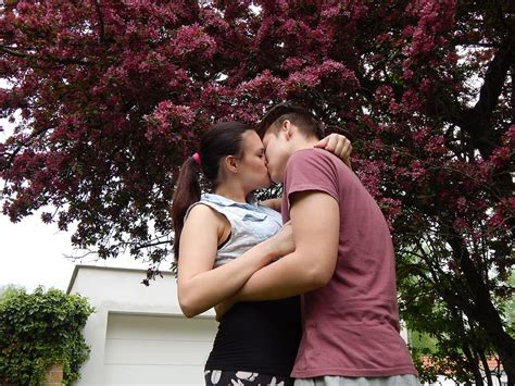 Online Crop Hd Wallpaper Couple Kissing Under Purple Leafed Tree