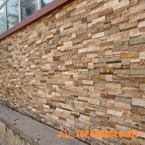 Natural exterior stacked stone tile fireplace - Top Source Slate