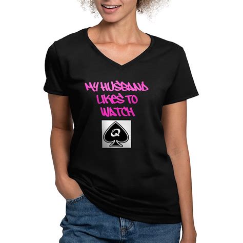 My Husband Likes To Watch Womens V Neck T Shirt My Husband Likes To