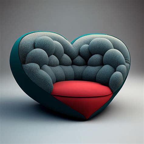 Premium Photo Unusual Heart Shaped Sofa Isolated On Gray Background