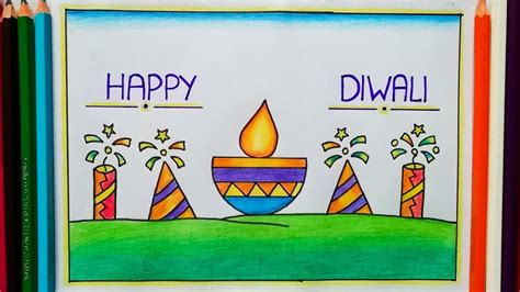 Diwali festival drawing | Diwali diya drawing | Diwali crackers drawing ...