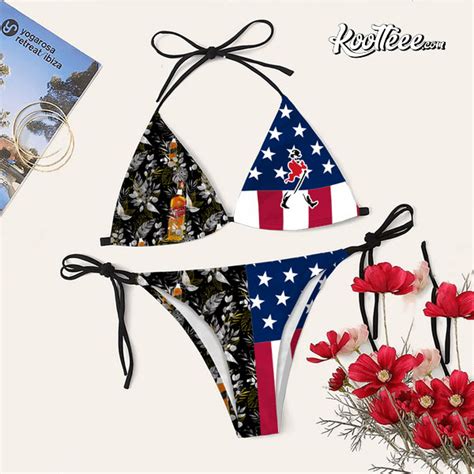 Tropical American Flag Johnnie Walker Bikini Set Swimwear Beachwear String Triangle Bikini