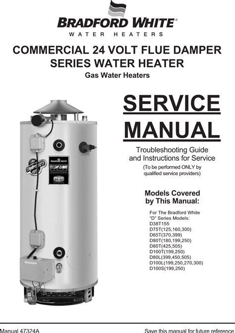 Bradfordwhite Canada Commercial Gas Natural Flue Damper Electronic Ignition D Prior New Control