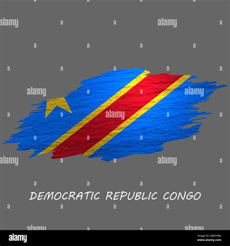 Grunge Styled Flag Of Democratic Republic Congo Brush Stroke