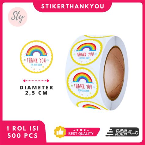 Jual Stiker Label Thank You For Your Order Roll Pcs Rainbow