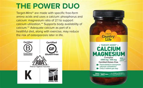 Country Life Target Mins Calcium Magnesium Complex 360 Tablets For Optimal Health