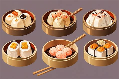 Premium Photo Dim Sum With Chopstick Cartoon Vector Icon Illustration