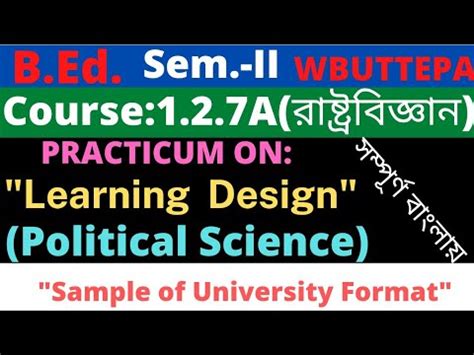 B Ed 2nd Sem Political Science Learning Design Practicum Course