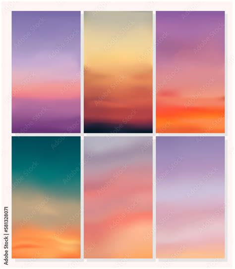 gradient sunset sunrise wallpaper phone vector set Stock Vector | Adobe ...