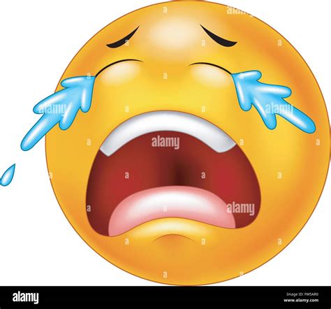 Vector Illustration Of Cartoon Emoticon Crying Isolated On White The