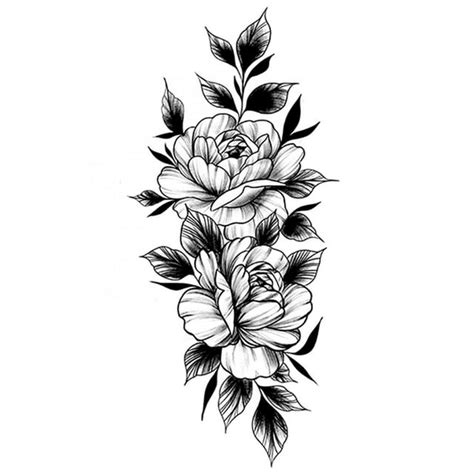 Qisiwole Temporary Tattoos For Women Black Rose Flower Tattoos Stickers Waterproof Temporary