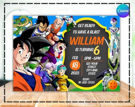 Dragon Ball Birthday Invitation Template Dragon Ball Invite Dragon