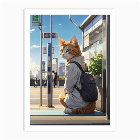 Cat On A Bus Art Print by Vitalka - Fy