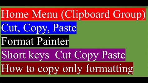 Lec How To Cut Copy Paste Format Painter Microsoft Excel Ms