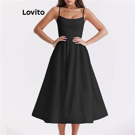 Lovito Elegante Vestido Feminino Liso Ajustado De Alcinha Lne16033