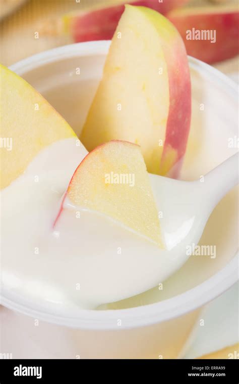 Low Fat Plain Yogurt Creamy Apples Flavor Stock Photo Alamy