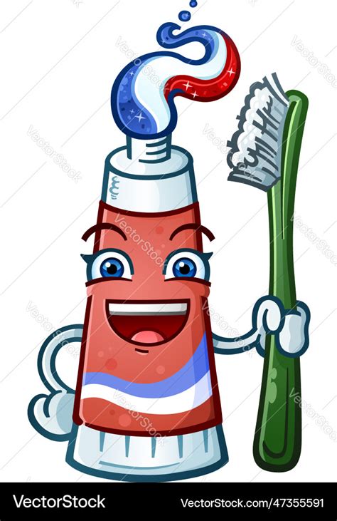 Toothpaste Cartoon Character Holding A Tooth Brush