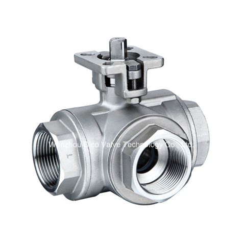 Dico Industrial Equipment Bsp Cf8 Cf8m With Iso5211 Pad L T Port Three Way Ball Valve Floating