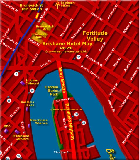 Brisbane Cbd Hotels Map Queensland Tourist Guide