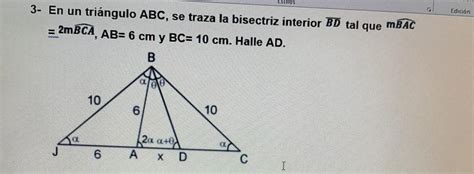 En Un Tri Ngulo Abc Se Traza La Bisectriz Interior Bd Tal Que Mbac