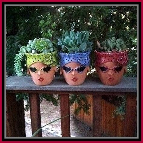 Fancy Lady Faces Flower Pots Garden Crafts Container Gardening