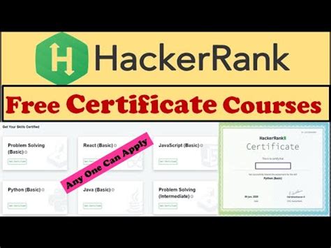 Hackerrank Free Verified Certificate Programmer And Developer