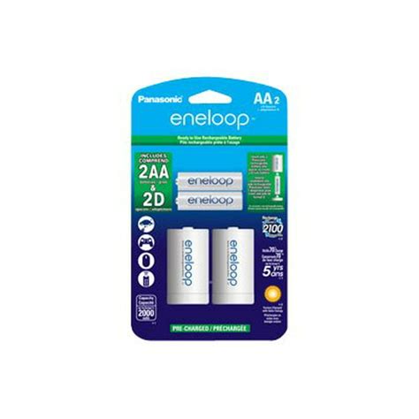 Panasonic Eneloop K Kjs1mca2ba D Size Battery Adapters With Eneloop Aa