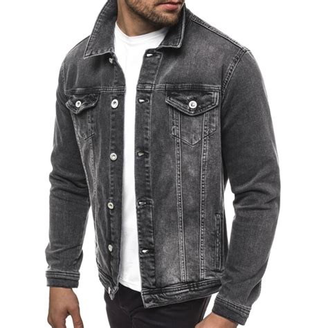 Ripley CHAQUETA JEANS MEZCLILLA HOMBRE SLIM GRIS