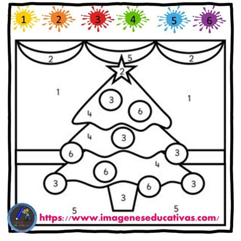 Arbol De Navidad Para Colorear Con Numeros