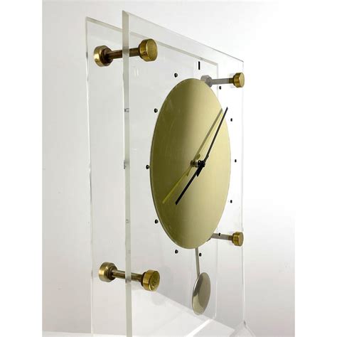 Vintage Large Mid Century Modern Pendulum Mantel Clock in Lucite and ...