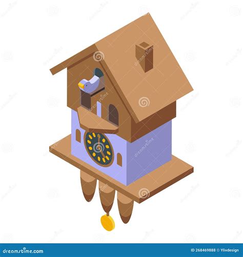 Vintage Pendulum Icon Isometric Vector Cuckoo Clock Stock Illustration