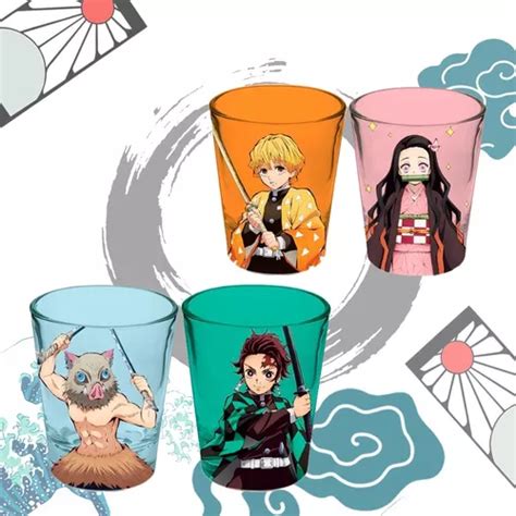 Set Vasos De Vidrio Original Demon Slayer Personajes Anime En Venta En