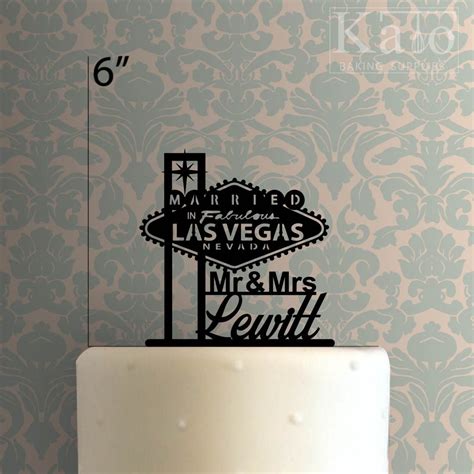 Custom Married In Fabulous Las Vegas Wedding 225 436 Cake Etsy Cake Toppers Vegas Wedding