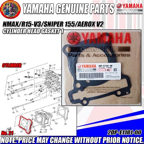 NMAX R15 V3 SNIPER 155 AEROX V2 CYLINDER HEAD GASKET 1 YGP GENUINE