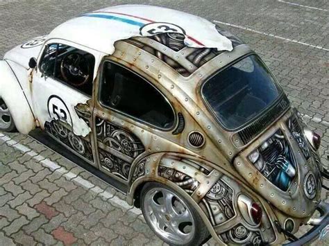 Awesome steampunk paint job on a VW Beetle : r/pics