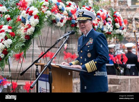 Coast Guard Admiral Steven Poulin Speaks During Annual Veterans Day