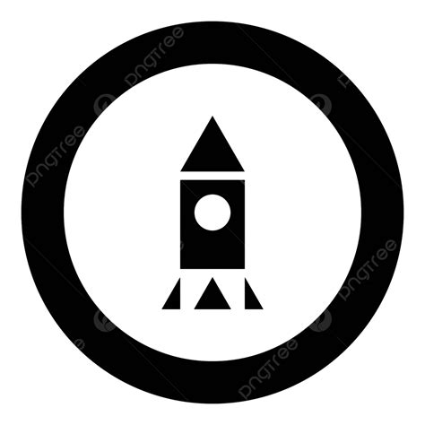 Rocket Black Icon In Circle Vector Illustration Science Vector Launch Vector Science Vector