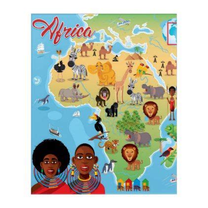 Africa Cartoon Map Acrylic Print | Zazzle | Cartoon map, Acrylic prints ...