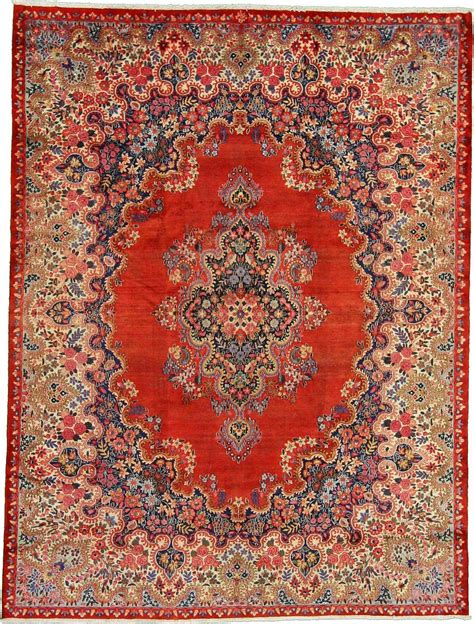 Red X Hand Knotted Birjand Persian Wool Rug Rugs Antique