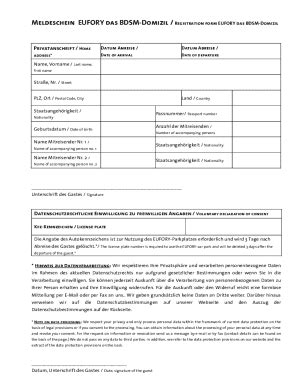 Fillable Online Meldeschein Eufory Das Bdsm Domizil Registration Form